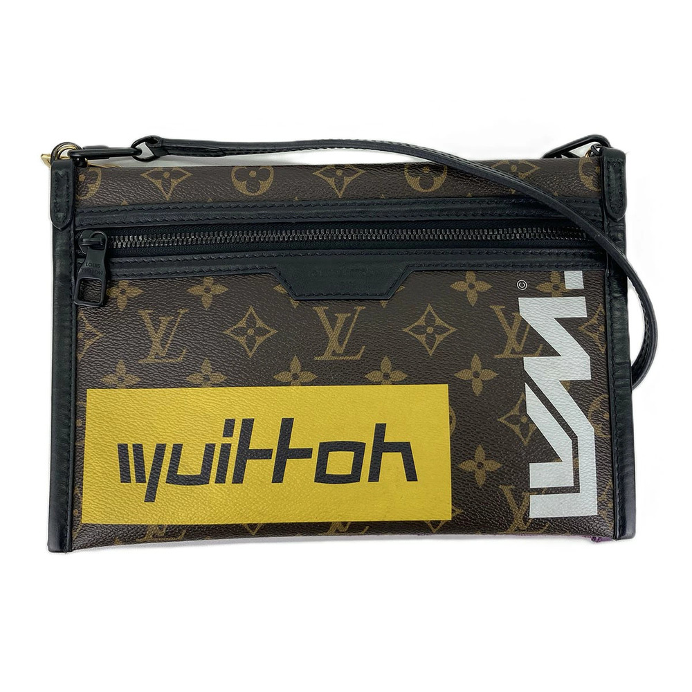 LOUIS VUITTON Flat Messenger Shoulder Bag Brown Purple